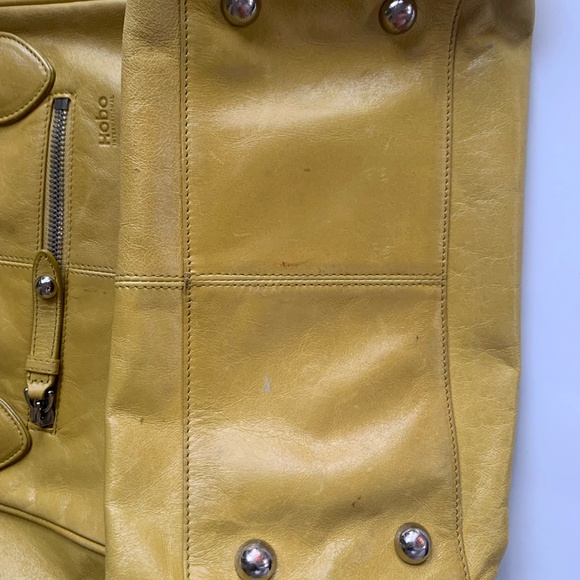 HOBO international yellow gold satchel shoulder bag tote - Picture 4 of 8